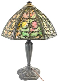 Art Nouveau Bradley & Hubbard Slag Glass Table Lamp