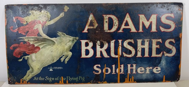 Vintage Adams Brushes Tin Sign
