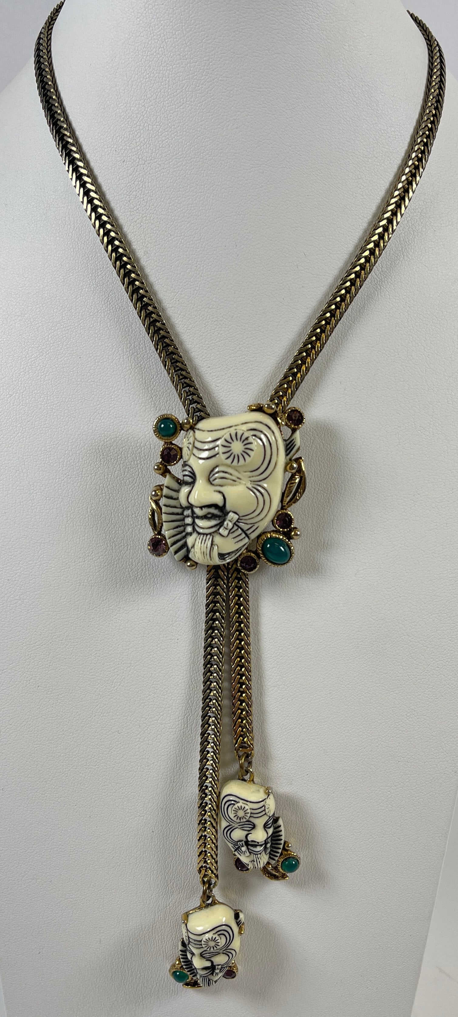 Vintage Selro Selini Devil Warrior Noh Face Bolo Necklace (1 of 4)
