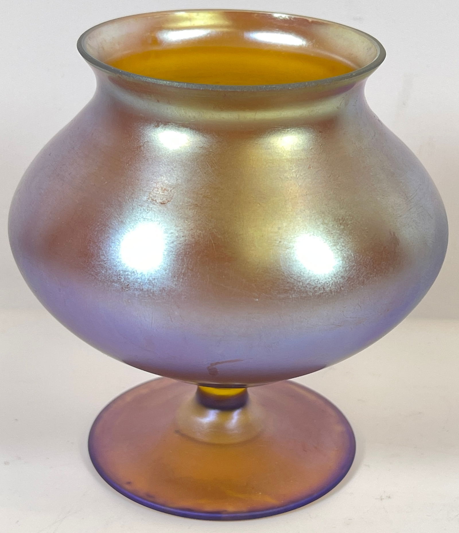 c1930 Art Deco Karl Wiedmann WMF Myra Footed Art Glass Cabinet Vase (1 of 4)