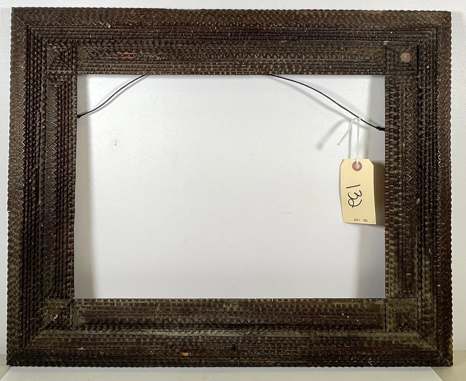 19th Century Tramp Art Frame: Antique tramp art frame, overall good condition. Slight areas of chipping, please see photos.