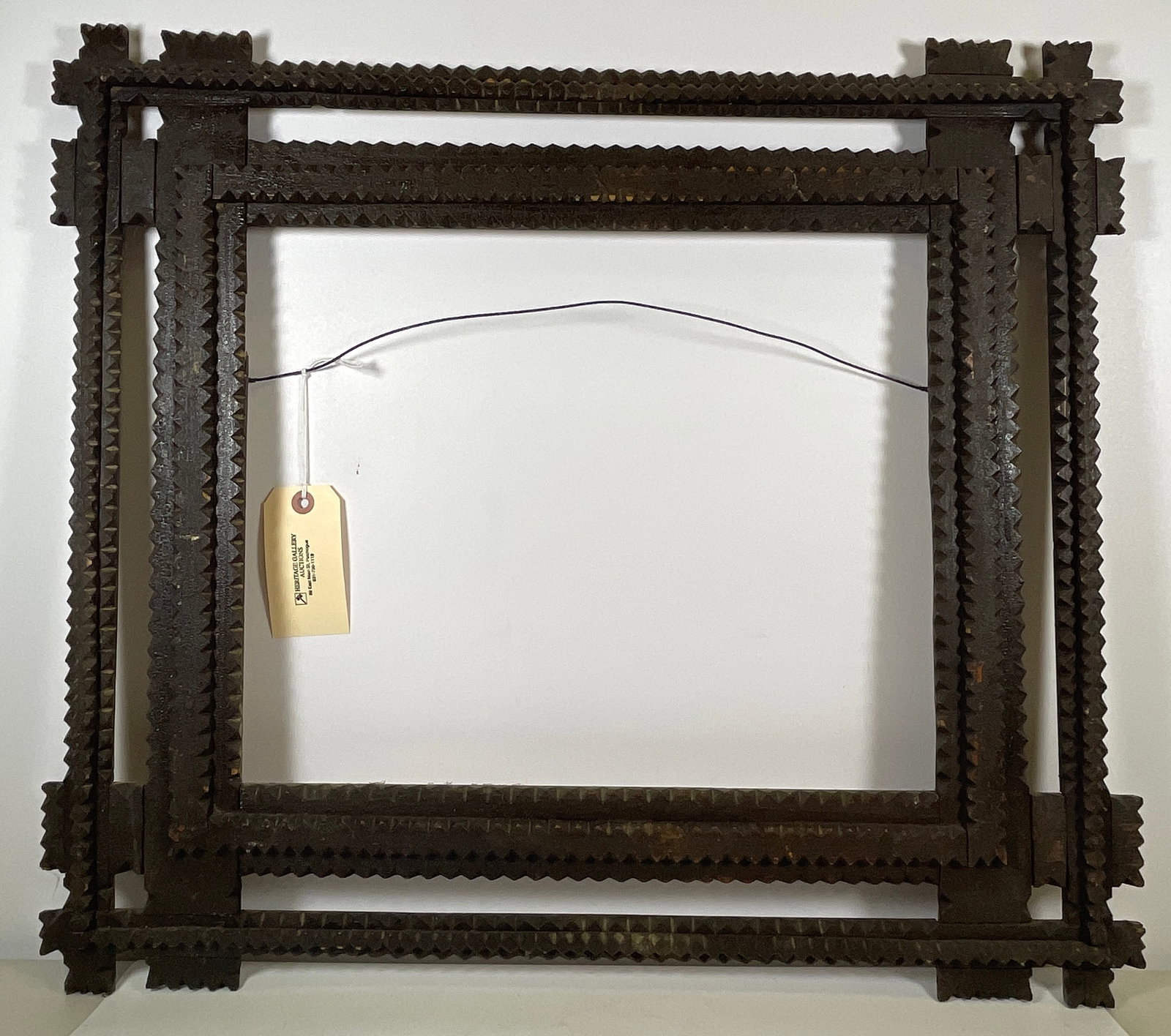 19th Century Tramp Art Frame: Antique tramp art frame, overall good condition. Slight areas of chipping, please see photos.