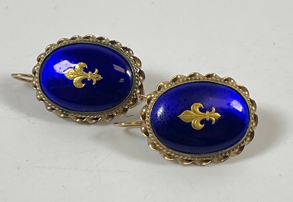 Victorian 14k Yellow Gold Enamel Earrings (1 of 3)