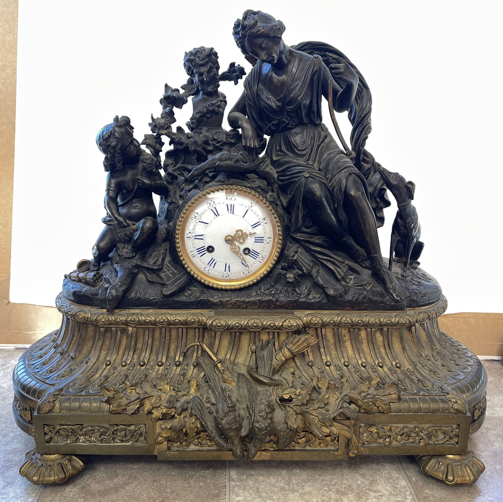 Large 19th Century French Bronze Figural Clock (1 of 12)