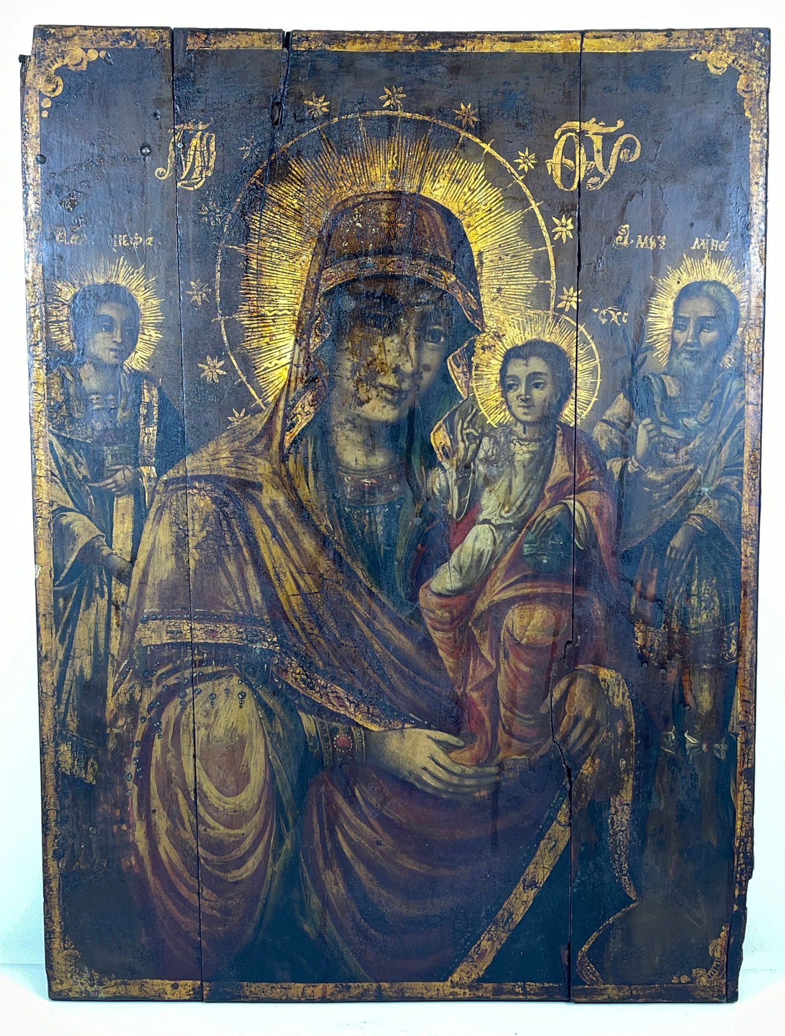 18/19th Century Hand Painted Russian Icon Mary & Child (1 of 5)