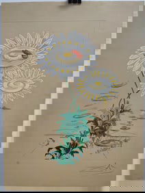 Salvador Dali Etching Titled Flora Dalinae Chrysanthemum