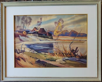 George A. Albach Beautiful W/C Country Landscape