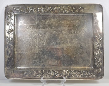 19th Century German Repousse Silver Tray Breidenstein & Renaud
