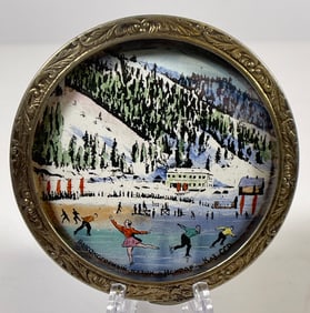 Vintage Russian Silver & Enamel Inset Compact