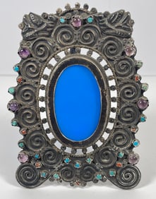 Vintage Matl Style Mexico Sterling Silver & Gem Set Frame