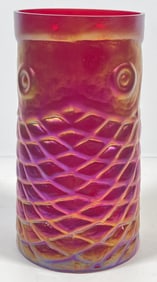 Viintage John Cook Koi Red Iridescent Vase
