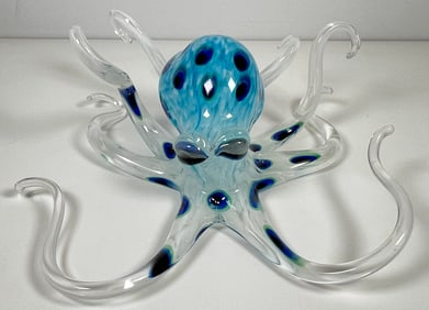 Michael Hopko Tako Octopus Blue Glass Sculpture
