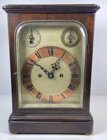 c1900 Winterhalder & Hofmeier Mahogany Twin Fusee Movement Mantel Clock