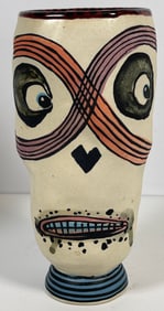 Michael Corney Signed Art Pottery Skeleton Vase