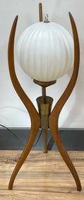 Mid Century Modern Teak & Brass Lamp