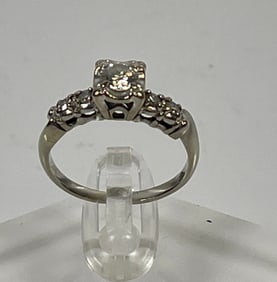 VIntage 14k White Gold Diamond Ring size 6