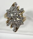 Vintage 14k Yellow Gold & Diamond Spray Ring size 7.5