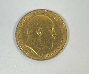 1902 British Empire Gold Half Sovereign Coin