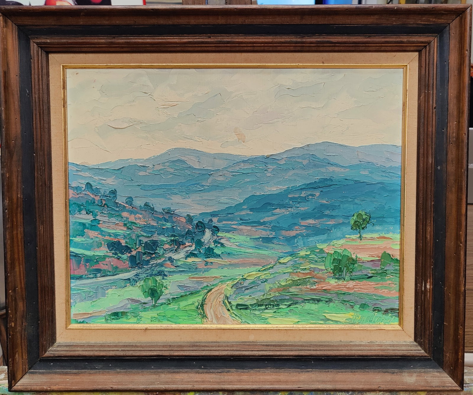 Illegibly Signed Impasto O/B Modernist Landscape (1 of 4)