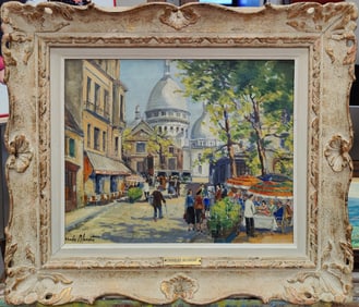 Charles Blondin Parisian Street Scene w/ Outdoor Cafes