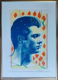 Tony Curtis Self Portrait Lithograph w/ Drawing on Back