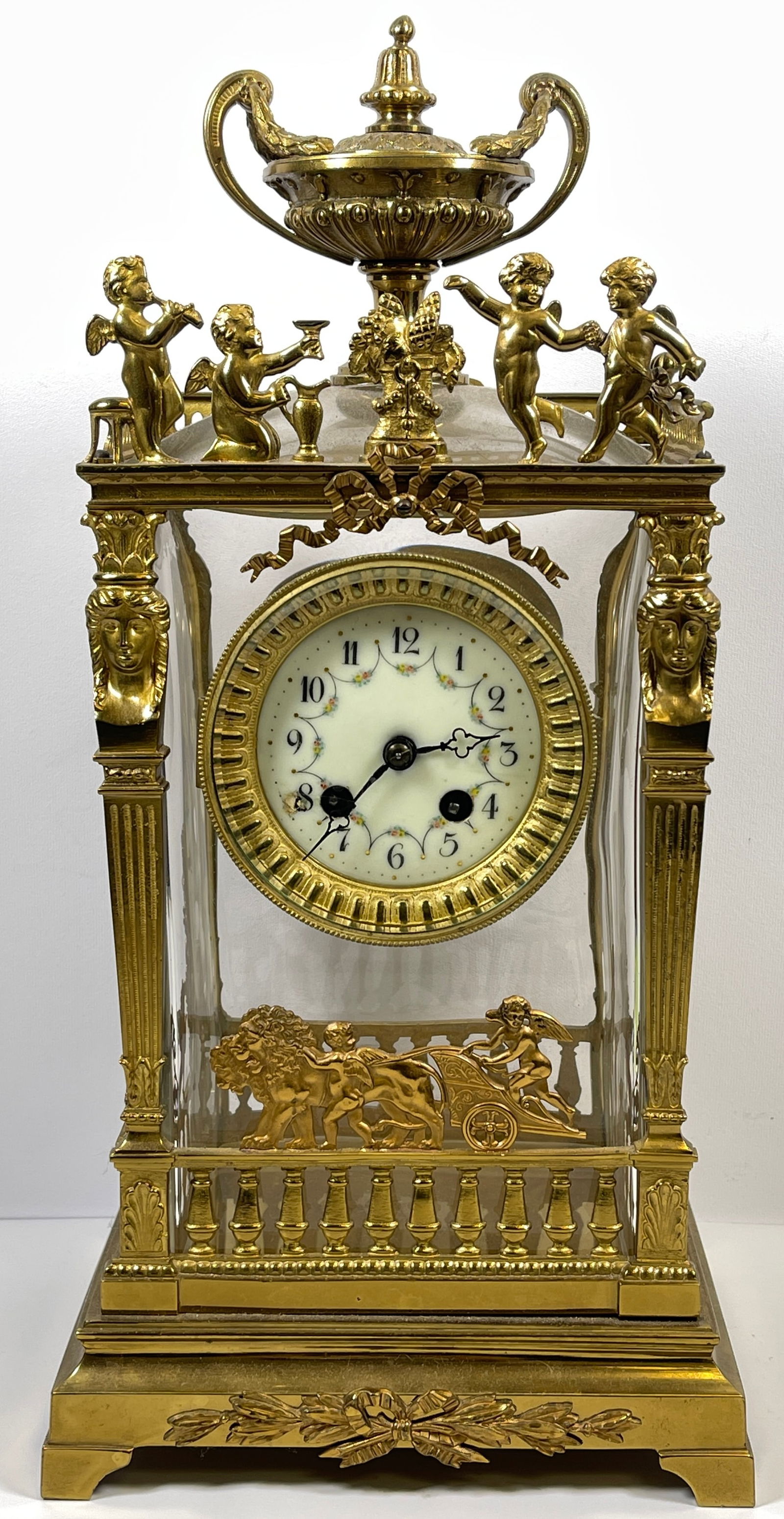 19th Century French Dore Bronze & Baccarat Crystal Clock (1 of 11)