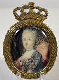 18th Century Portrait Miniature in Bronze Frame