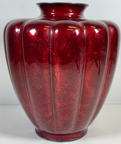 c1900 Japanese Cloisonne Silver Rim Oxblood Vase