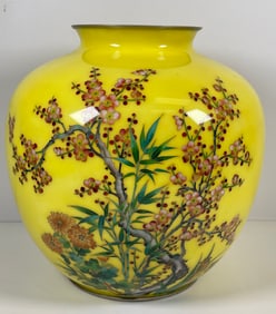Large c1930 Japanese Cloisonne Floral Vase