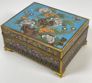 Antique Japanese Cloisonne Brass Trinket Box