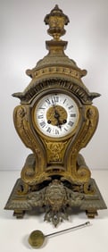 c1900 Samuel Marti French Bronze Mantel Clock