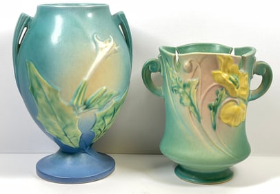 Lot of 2 Roseville Art Pottery Vases