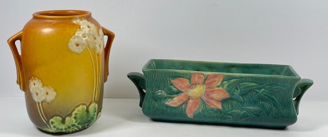 Lot of 2 Roseville Art Pottery Items