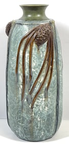 Rare 25th Anniversary Ephraim Faience Art Pottery Conifer Bottle Vase