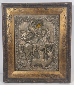 European Silver Icon Saint George & The Dragon