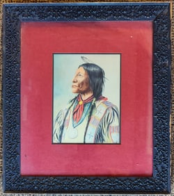 Native American Chief Wolf Robe, Cheyenne W/C Portrait