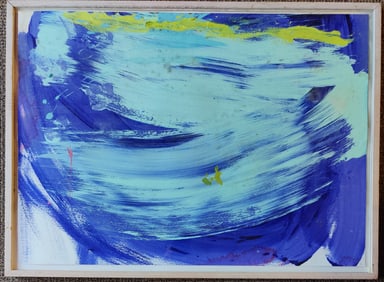 Francine Fish Abstract Acrylic on Paper Titled Green Fan