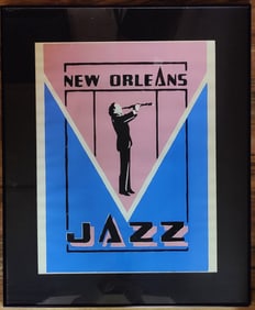 Illegibly Signed New Orleans Jazz Screen Print Poster