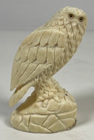 Alaskan Bone Carving of Arctic Snowy Owl