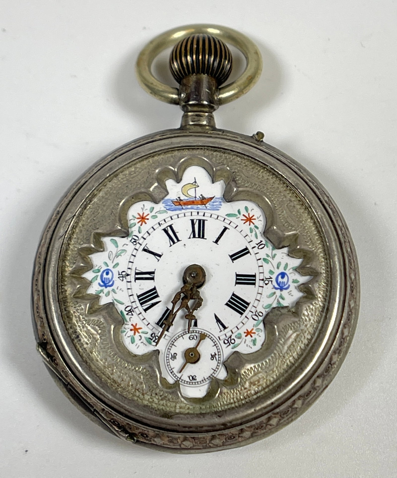 c1900 French Sterling Silver Open Face Pocket Watch (1 of 5)