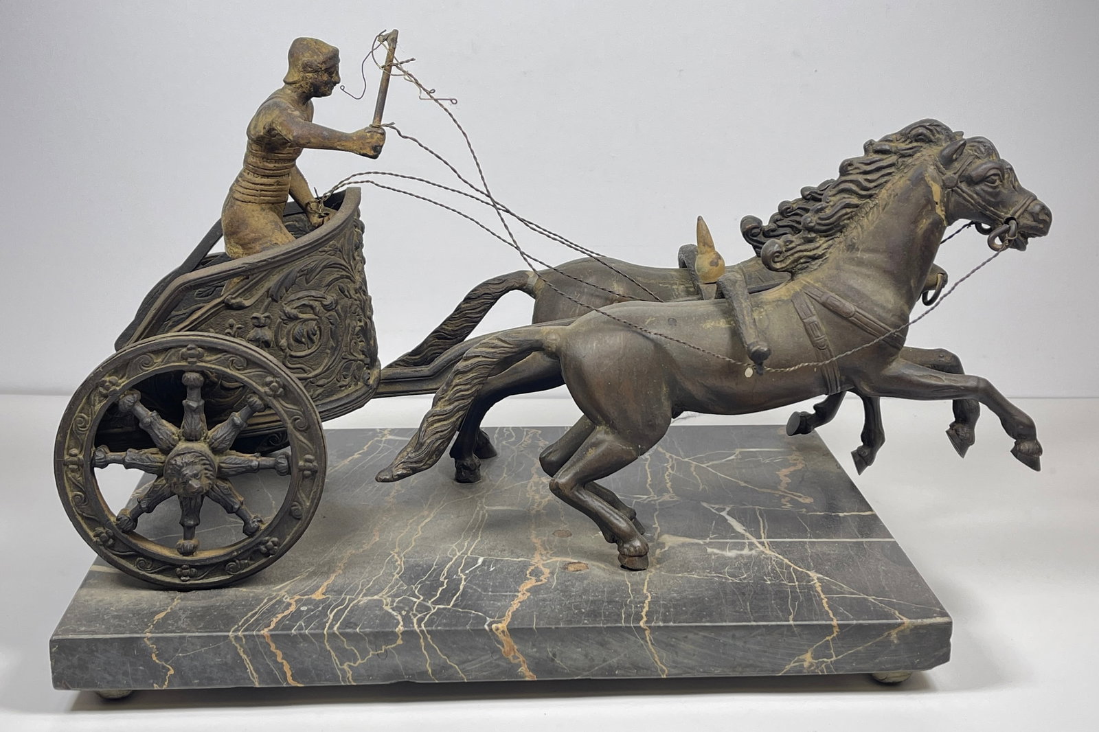 Grand Tour Bronze Roman Charioteer Pulled by Horses (1 of 6)