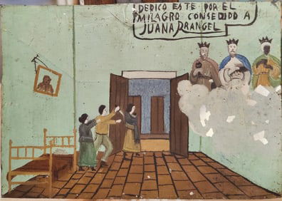 Mexican Tin Folk Art Miracle For Juana Prangel