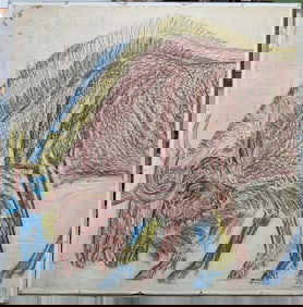 Joseph Sedacca 3 Buffalo Pastel Museum Natural History
