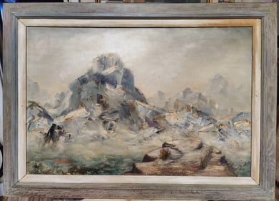 M Frye Signed O/C Rocky Mountain Landscape 1965