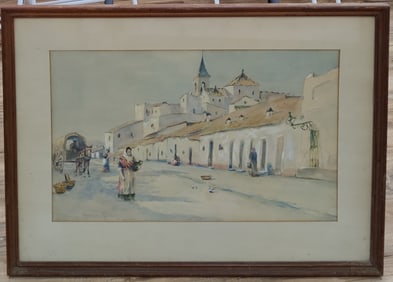 Alexander Robinson Gouache Street Scene Spain