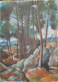 E Szanto Eastern European Cubist Style Landscape