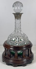 Vintage Asprey & Co Sterling & Crystal Decanter in Stand