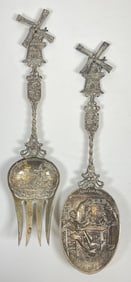 c1911 Dutch 833 Silver Fork & Spoon Salad Set