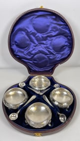 Setof 4 Silver Plate Salts & Spoons in Original Box