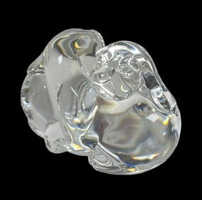 Steuben Crystal Hand Cooler "Puppy Love"